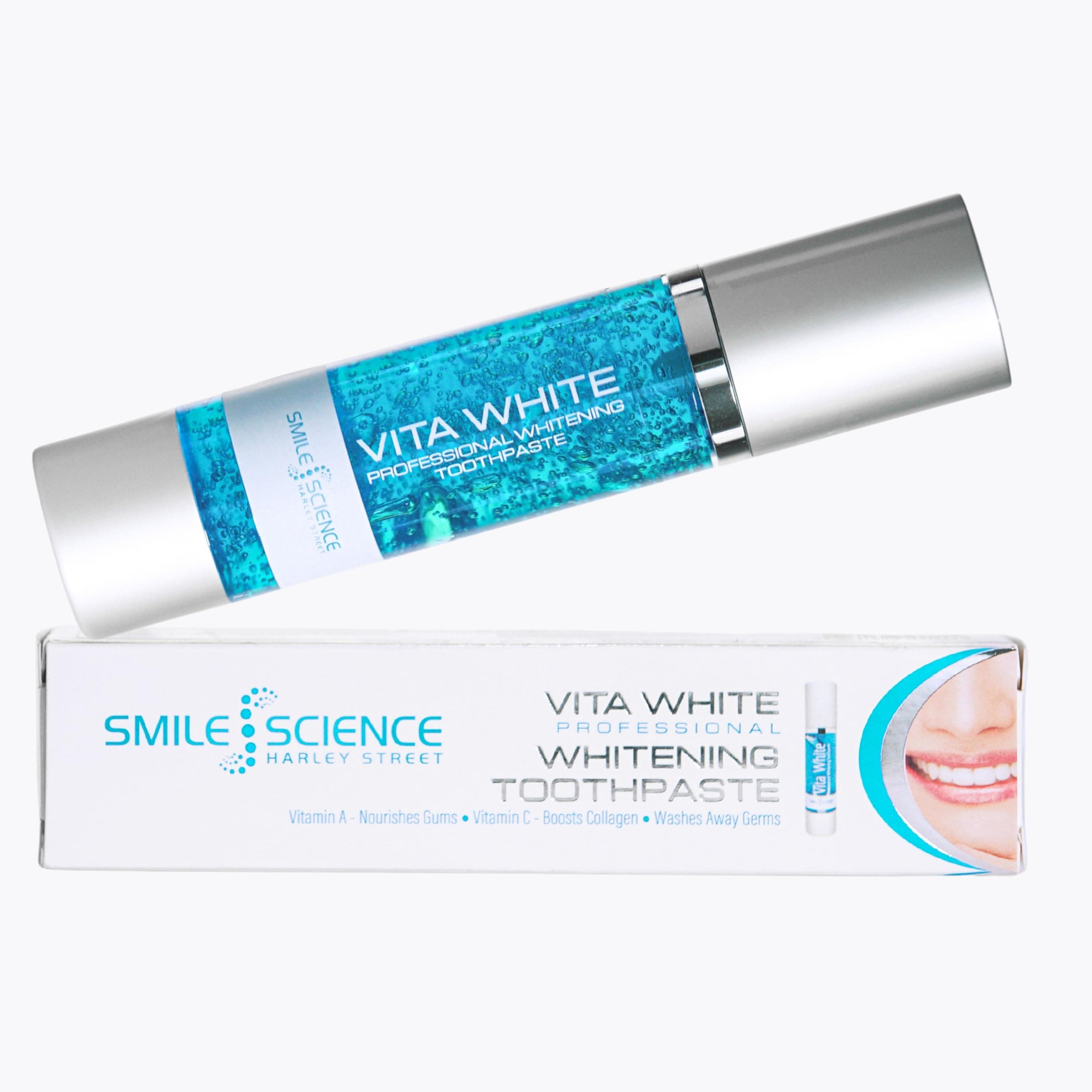 Smile Science Harley Street - Professional Vita-White Teeth Whitening Toothpaste - Stain Removal Toothpaste - 100% Enamel Safe - Includes Vitamin A, B, & C - Rapid Results - Vegan - Clinically Proven