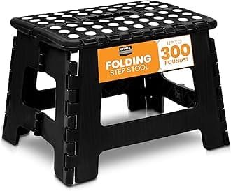 Utopia Home Folding Step Stool 9 Inch, Portable Anti Slip Surface for Kids and Adults, Heavy Duty Folding Stool with Carrying Handle, 300 lbs Load Capacity, Pack of 1, Black