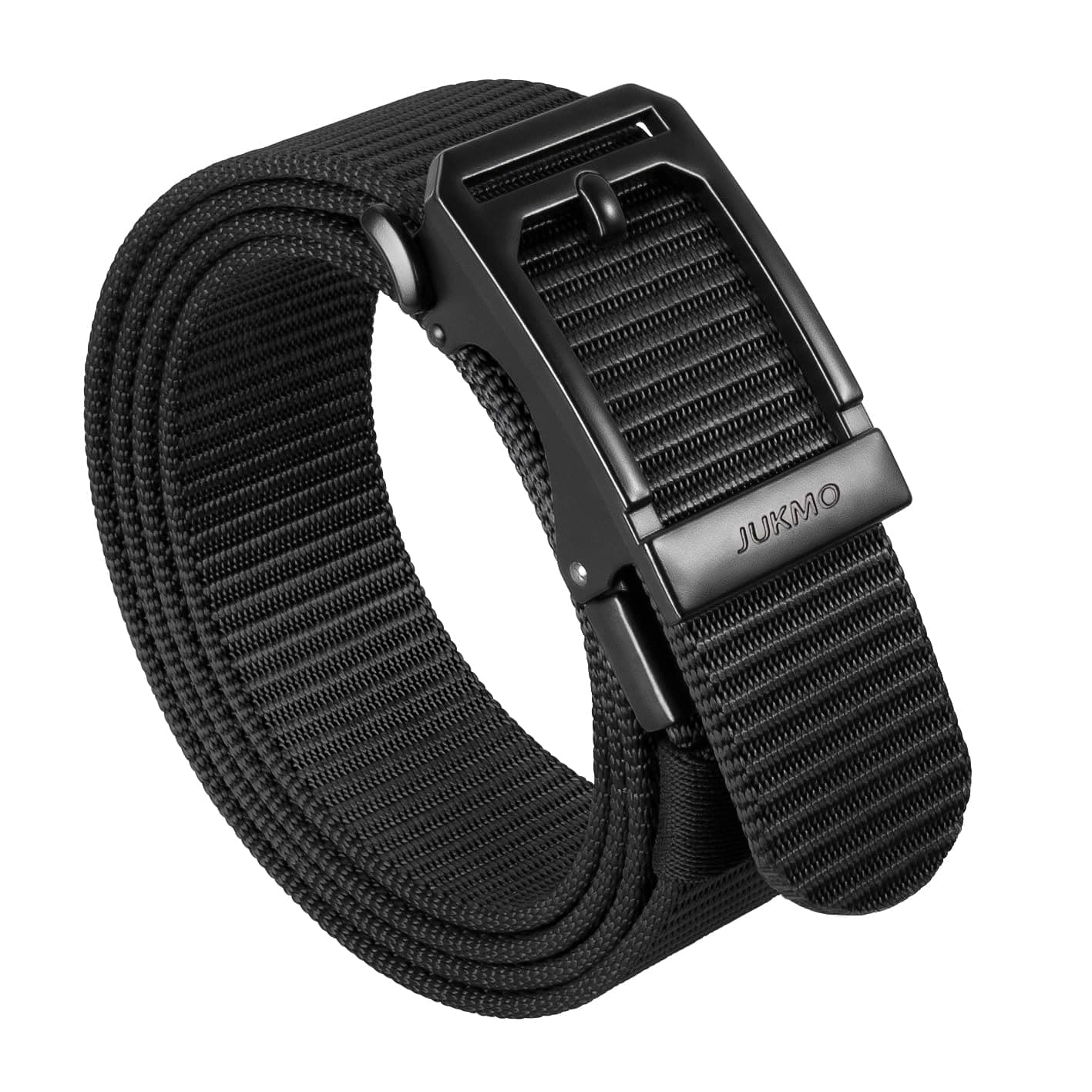 JUKMO Men's Ratchet Tactical Belt, 1.5" Nylon Web Work Belt with Automatic Slide Buckle, Adjustable Trim to Fit