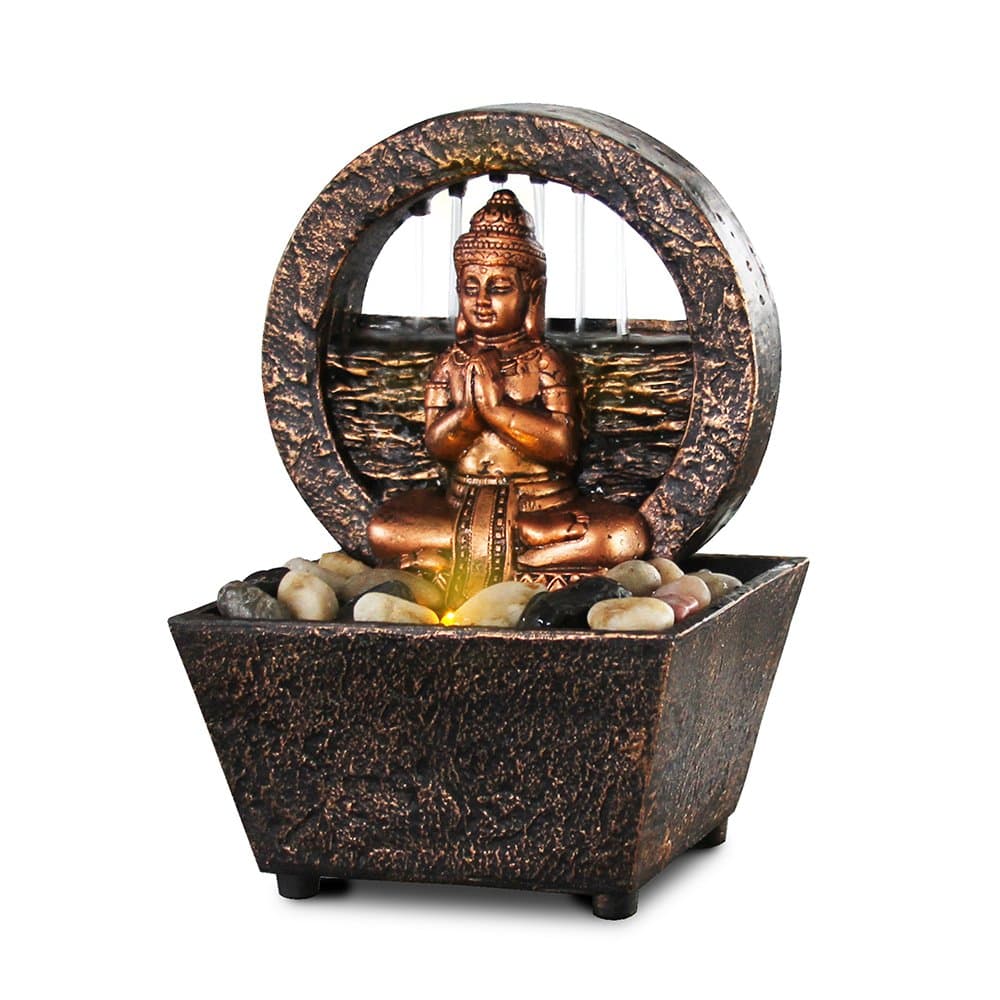 Small Tranquil Buddha LED Water Fountain 7.2" High (No Adapter)
