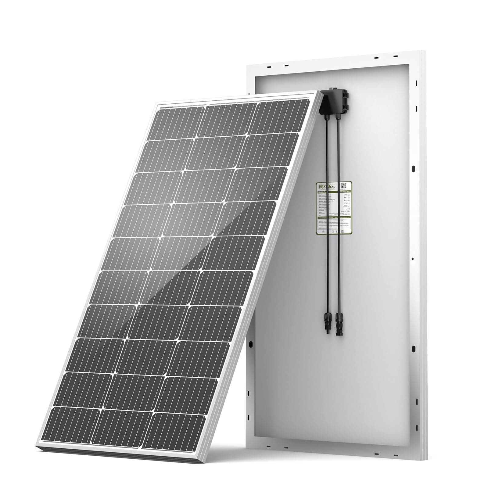 HQST 100W 12V Monocrystalline Solar Panel with Solar Connectors, High Efficiency Module PV Power for Battery Charging Boat, Caravan, RV and Any Other Off Grid Applications
