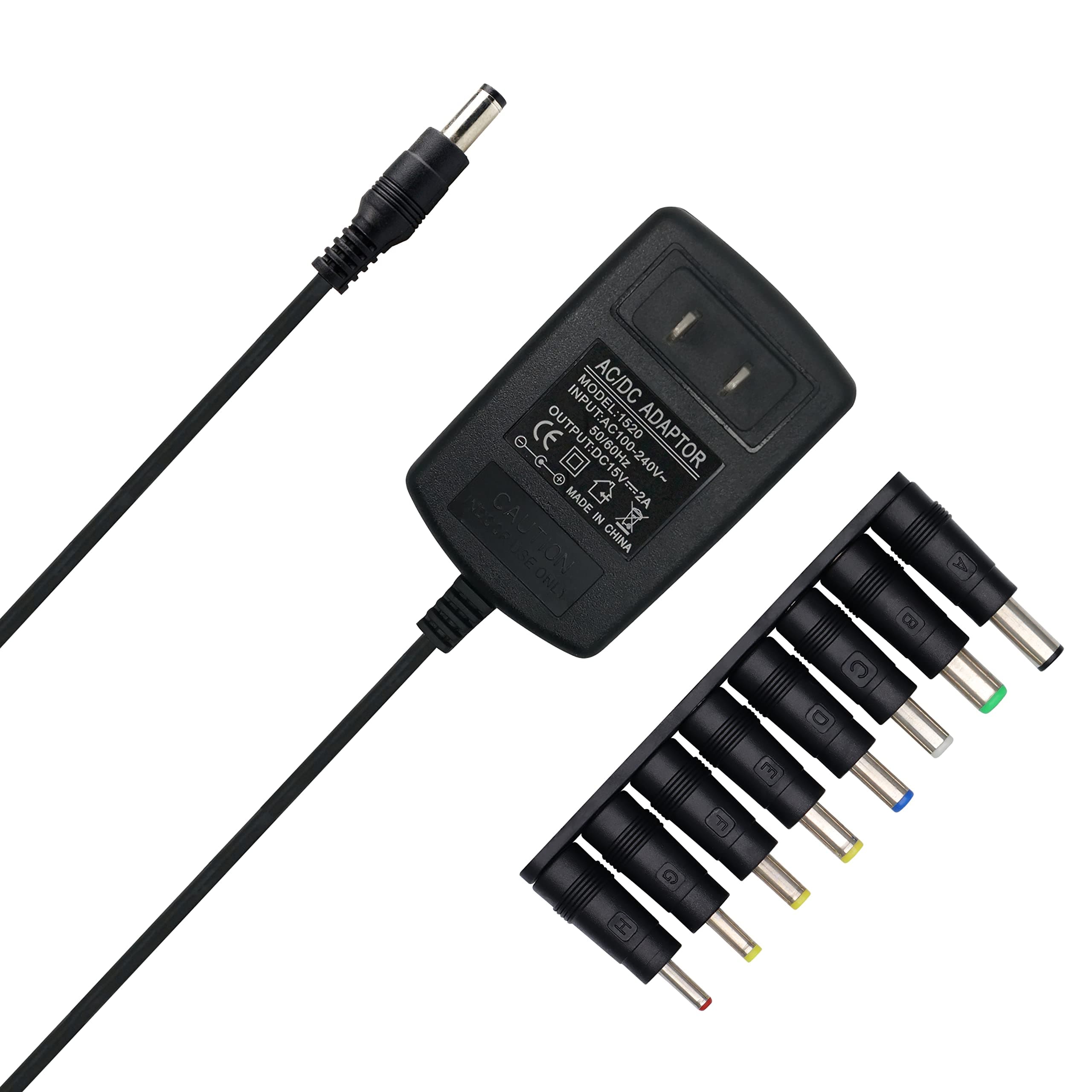 EIKS AC-DC 15V 2A(Max) Wall Charger Power Supply Switching Adapter with Plug 5.5 x 2.5mm / 5.5 x 2.1mm