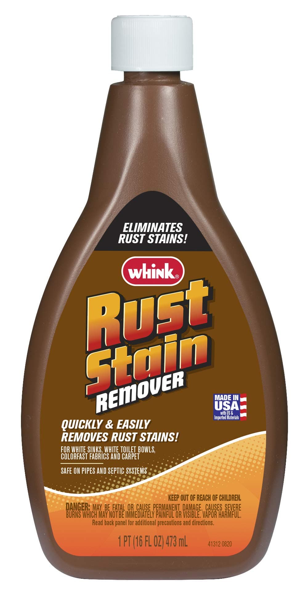 Whink Rust Stain Remover | Heavy-Duty Iron Stain Remover for White Toilets & Sinks, Colorfast Fabric & Carpets | 16 oz