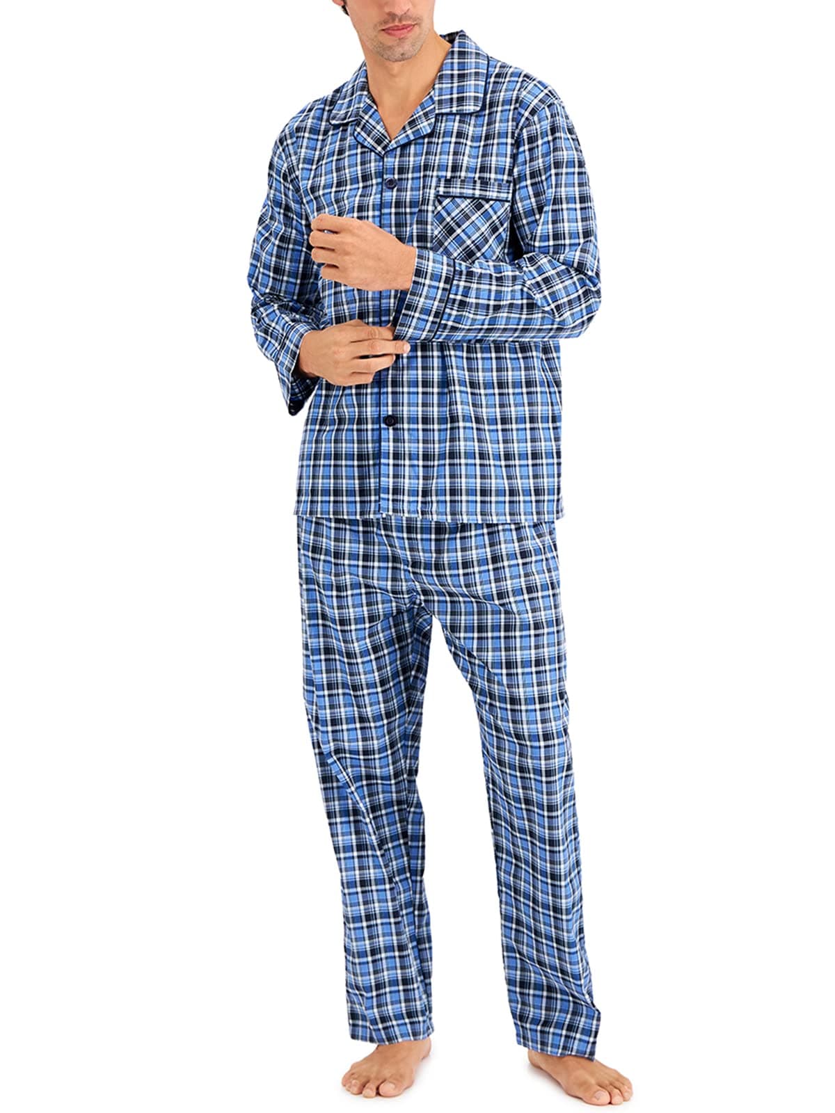 Hanes Men's Woven Plain-Weave Pajama Set