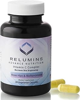 Relumins Spring Glow Essentials Advanced Vitamin C Supplement with Rose HIPS - 1000mg of Vitamin C, Immune Support & Collagen Production, Made in USA - 180 Capsules (30-Day Supply)