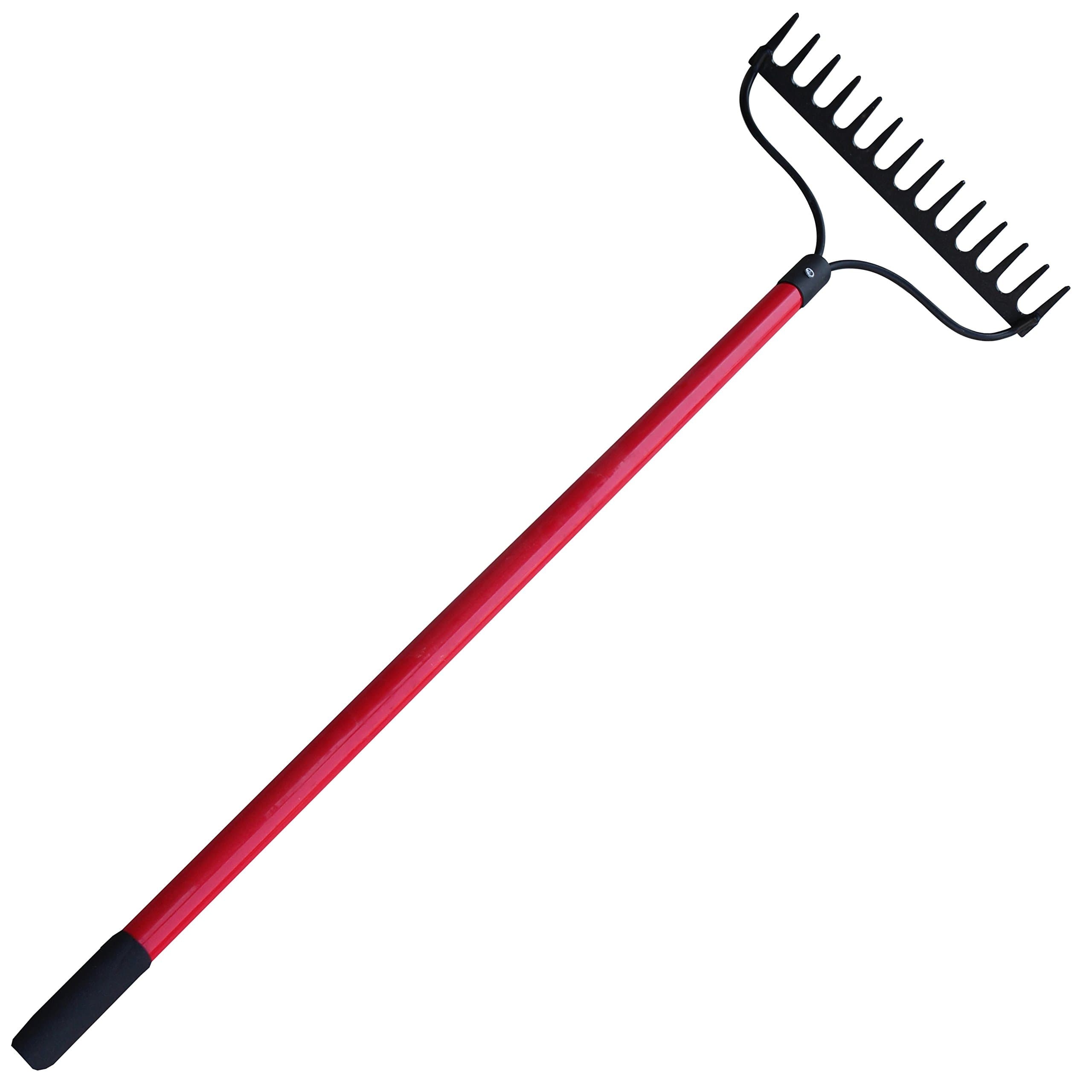TABOR TOOLSJ205A Level Head Rake with Strong Long 54 Inch Fiberglass Handle, 14-Tine Garden Rake.