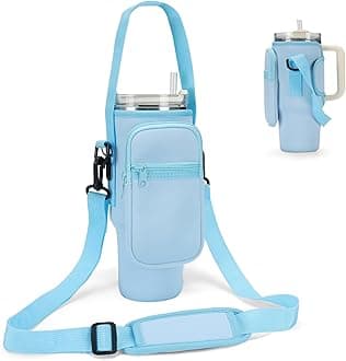 Water Bottle Carrier Bag for Stanley 40/30 oz Tumbler with Phone Pocket Neoprene Water Bottle Holder with Shoulder & Handheld Strap Stanley Cup Accessories