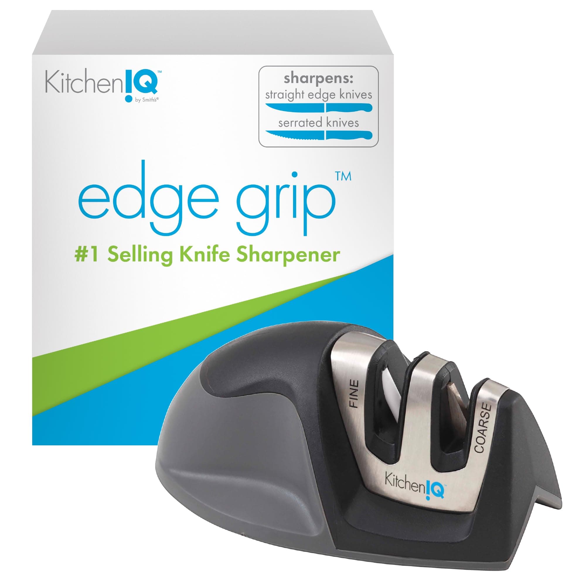 KitchenIQ 50009 Edge Grip 2-Stage Knife Sharpener, Black