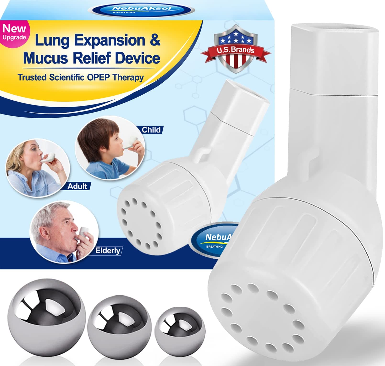 NebuAksol Lung Exerciser Device, Breathing Exercise Device for Lungs, Valve Mucus Removal Device, Mucus Clearance and Lung Expansion Device