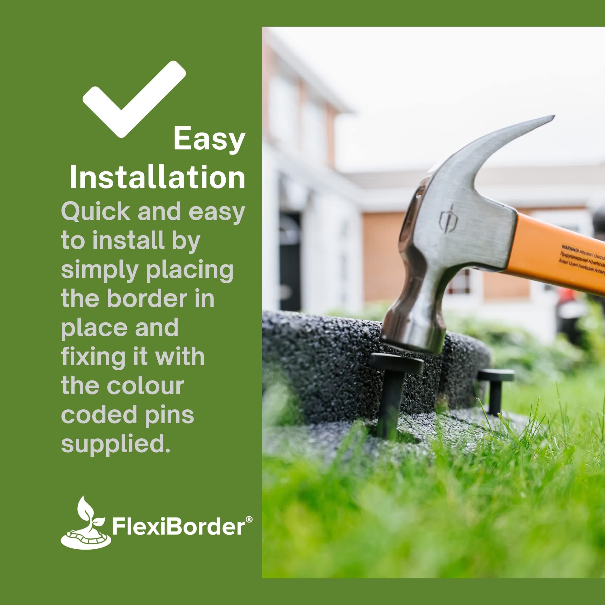 FlexiBorder - Lawn Edging - Flexible Garden Edging Border for Grass Lawns - Pathways - Raised Borders - Artificial Grass - Brown - 2 x 1m Lengths