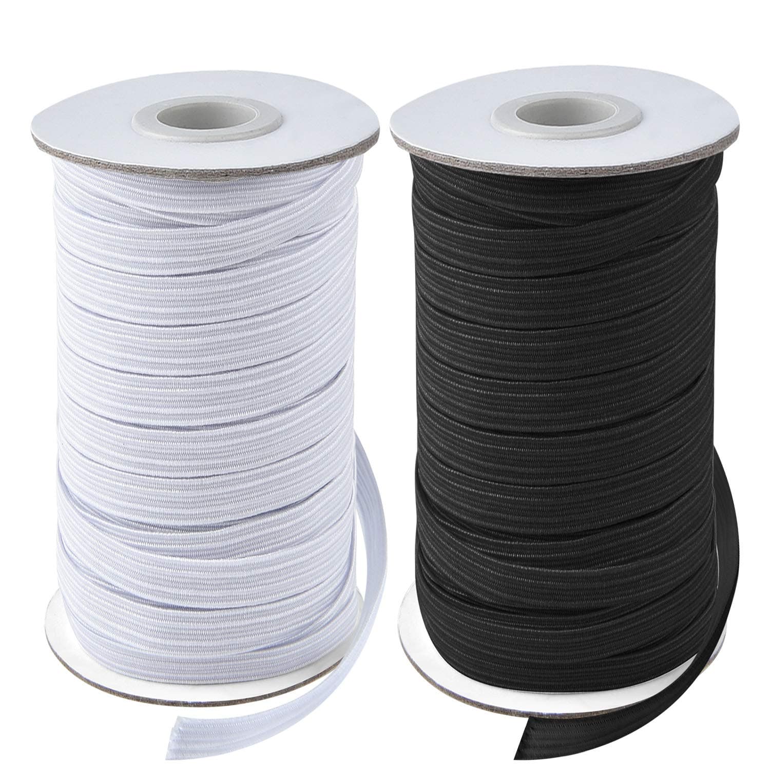 - 40 Yards Length 1/2" Width Elastic Bands Flat Elastic Cord Rope Heavy Stretch Spool Knit for Sewing DIY Projects, Arts & Crafts, 2 Rolls, 20 Yards/Roll (Black and White, 1/2 Inch)