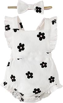 FullfamousBaby Girl Ruffled Jumpsuit and Headband Set