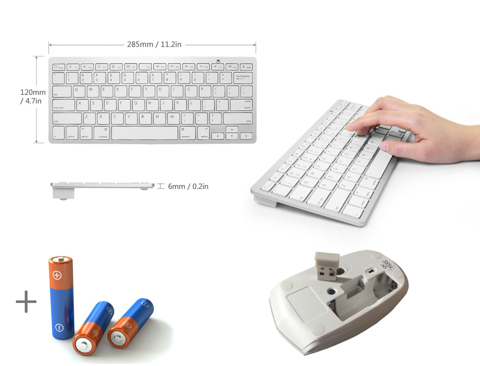 White Wireless Mini Keyboard & Mouse Easy Control, Remote control for Youtube, Browser for SAMSUNG QE82Q950RBTXXU 82"