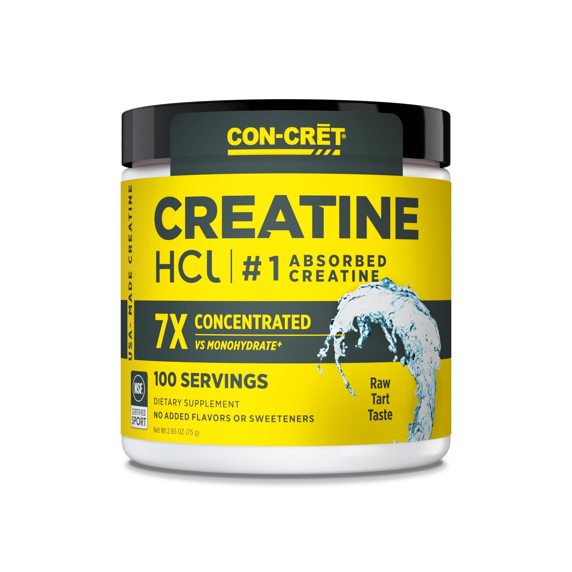Creatine HCl Powder | Muscle, Cognitive, Cellular Energy Support | No Bloating or Cramps | USA Made & NSF Certified | Unflavored (100 Serving)