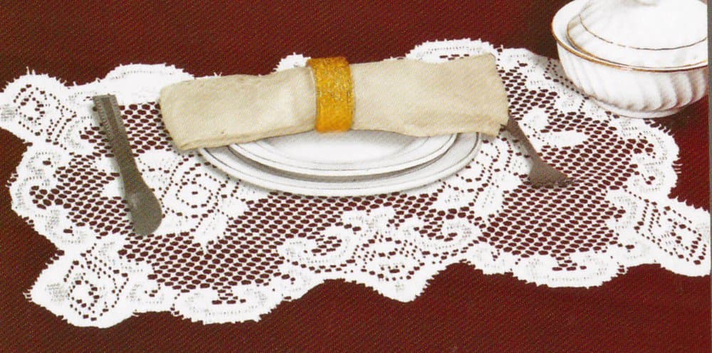 Lace Fabric Table Linens Placemat 12"x18" 2 PK, White