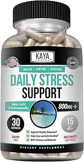 Natural Herbal Stress Relief Support Vitamin Supplement to Relax and Calm the Mind - Boost Mood - Happy Pills - Anxiousness Support - 30 Capsules