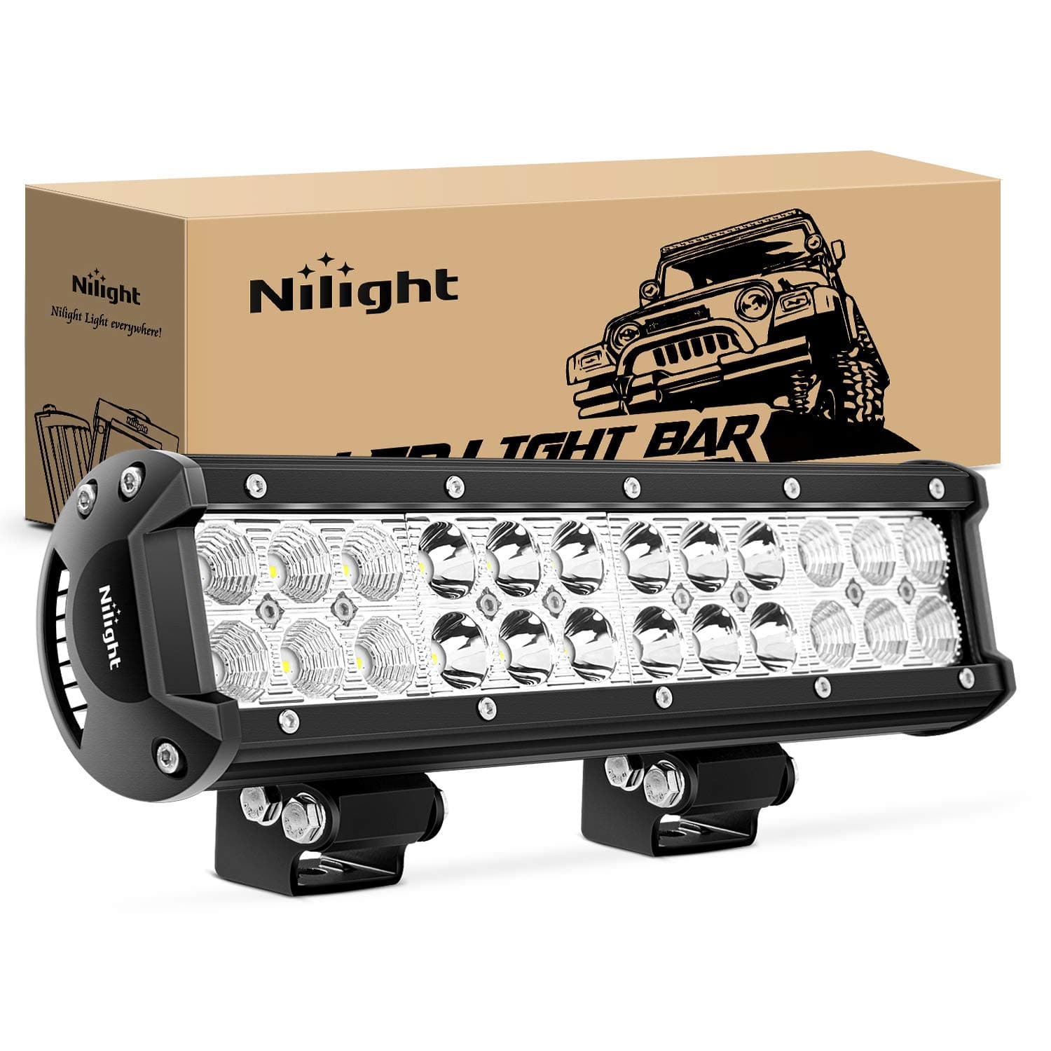 LED Light Bar 12 Inch 72W 5040LM Spot Flood Combo Off Road Driving/Fog Boat Work Lamp for Truck Pickup Golf Cart SUV ATV UTV 4x4 Van Camper