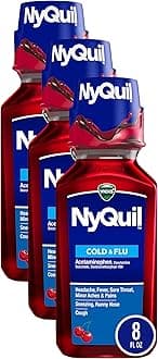 Vicks NyQuil Cough Nighttime Relief, 8 Fl Oz, Cherry Flavor - Relieves Sore Throat, Runny Nose, Cough (Pack of 3)