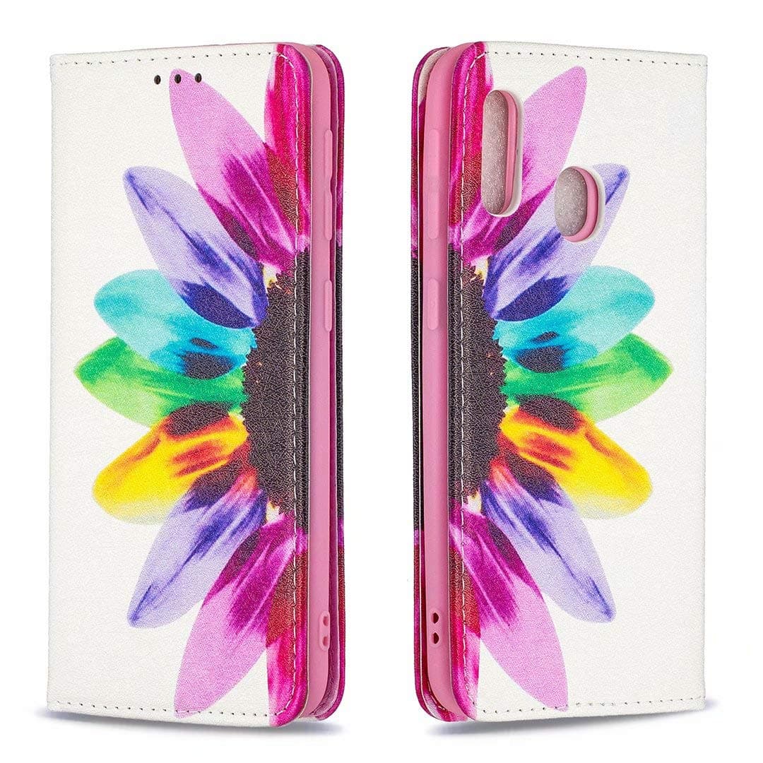 Mylne Wallet Folio Flip PU Leather Case for Samsung Galaxy A20e,Creative Painted Design Full-Body Protective Cover Card Holder Kickstand Magnetic,Sunflower