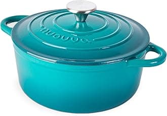 Enamelled Cast Iron Dutch Oven Pot with Lid – 3.1 Quart Casserole Dish – Ceramic Dutch Oven for Bread Baking, Roasting, Braising & Stews – Oven Safe up to 500°F – 22cm Teal