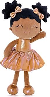 Gloveleya Baby Girl Gifts First Baby Doll Rag Doll Baby Dolls Soft Doll Curvy Illusion Girl Black Gold 12inches