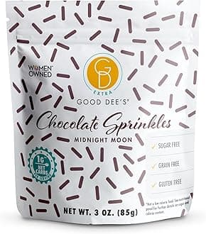 Good Dees Low Carb Chocolate Sprinkles, No Sugar Added Midnight Moon Keto Sprinkles with All Natural Coloring, Diabetic, Dye-Free, Dairy-Free & Gluten Free | (1g Net Carbs Per Serving)