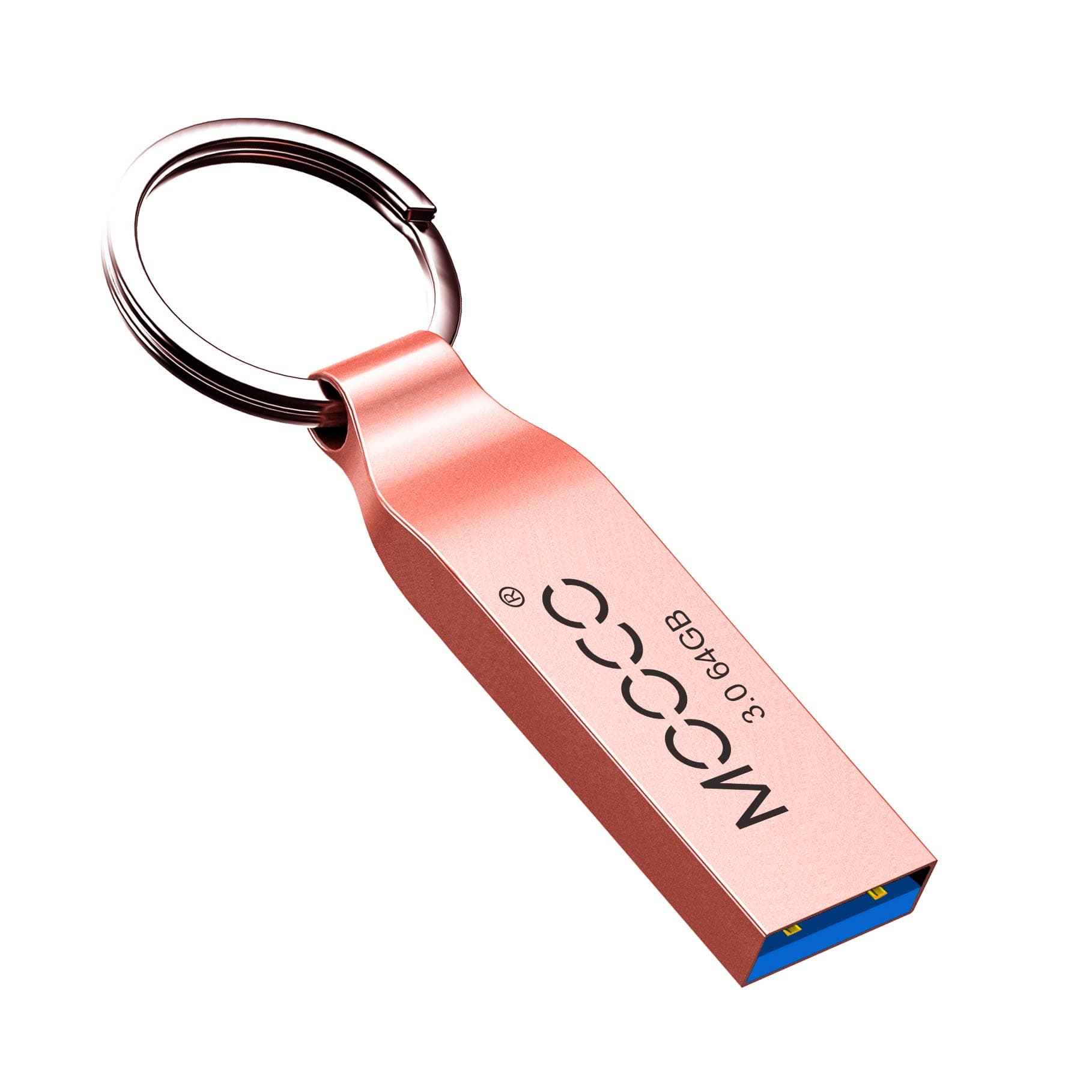 Metal USB 2.0 64GB Flash Drive Bulk Waterproof Thumb Drive Jump Drive Pen Drive Memory Stick Keyring,Silvery. (64GB, Rose gold USB2.0)