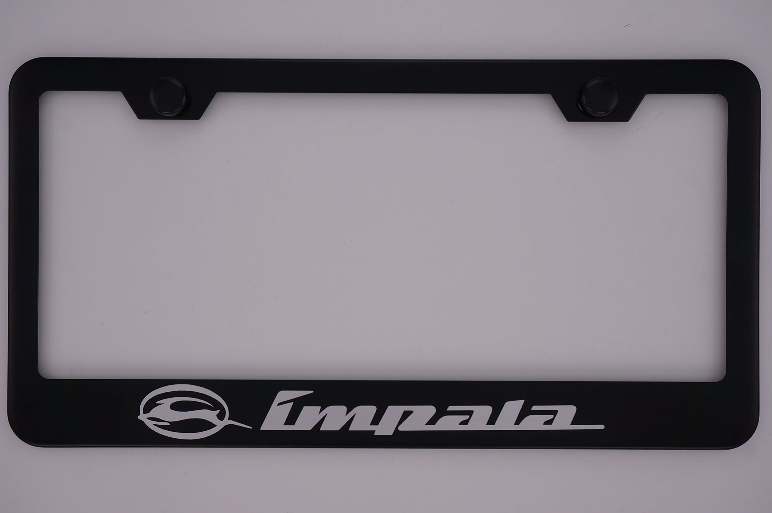 Chevy Impala Black License Plate Frame with Caps