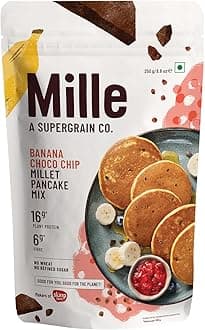 Millé Banana Choco-Chip Millet Pancake | NO MAIDA | Gluten Free | High Plant Protein | Low Carbs | Low GI Millet Grain | No Refined Sugar | 250 grams