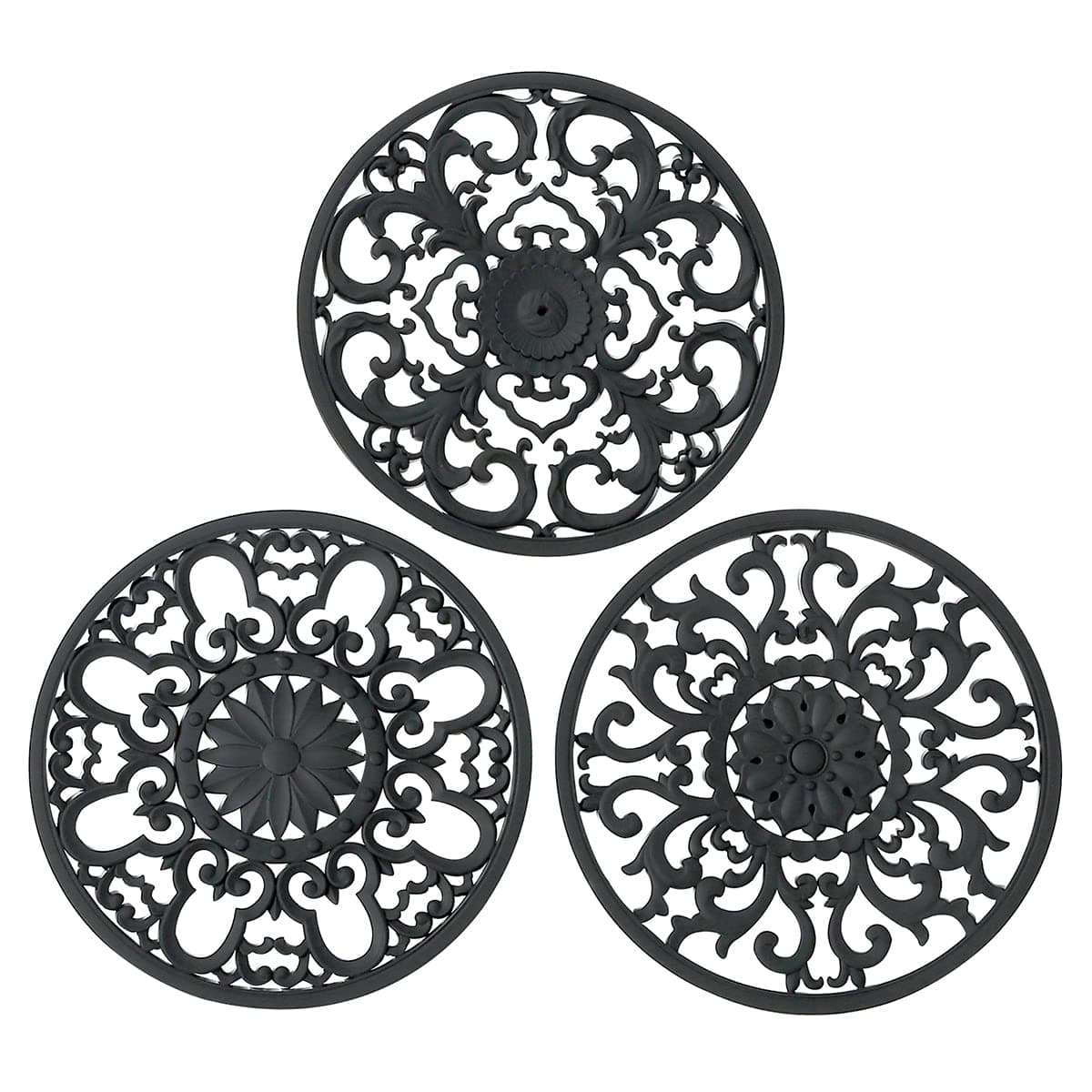 Extra Thick Silicone Trivet Mat for Hot Dishes, Hot Pots and Pans, Pot Holder, Hot Pad to Portect Your Table and Countertop, Kitchen Decor and Accessories,Black,Set of 3