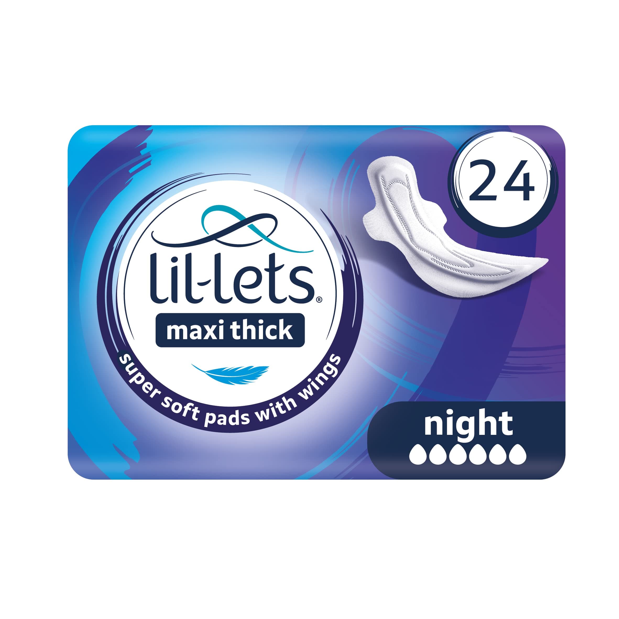 Maxi Thick Night Sanitory Pads - Super Soft Cotton With Wings Superior Comfort fast Abosorption Leak Proof Protection Skin Friendly Fragrance Free 24 Units