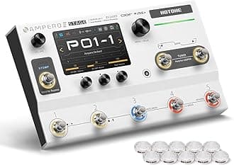 - HOTONE Multi-Effects Pedal Dual Effect Chains with FX Loop MIDI I/O Stereo OTG USB Audio Interface Touch Screen Ampero II Stage(Include 10 PCS Additional Footswitch Toppers By VOLKTONE)
