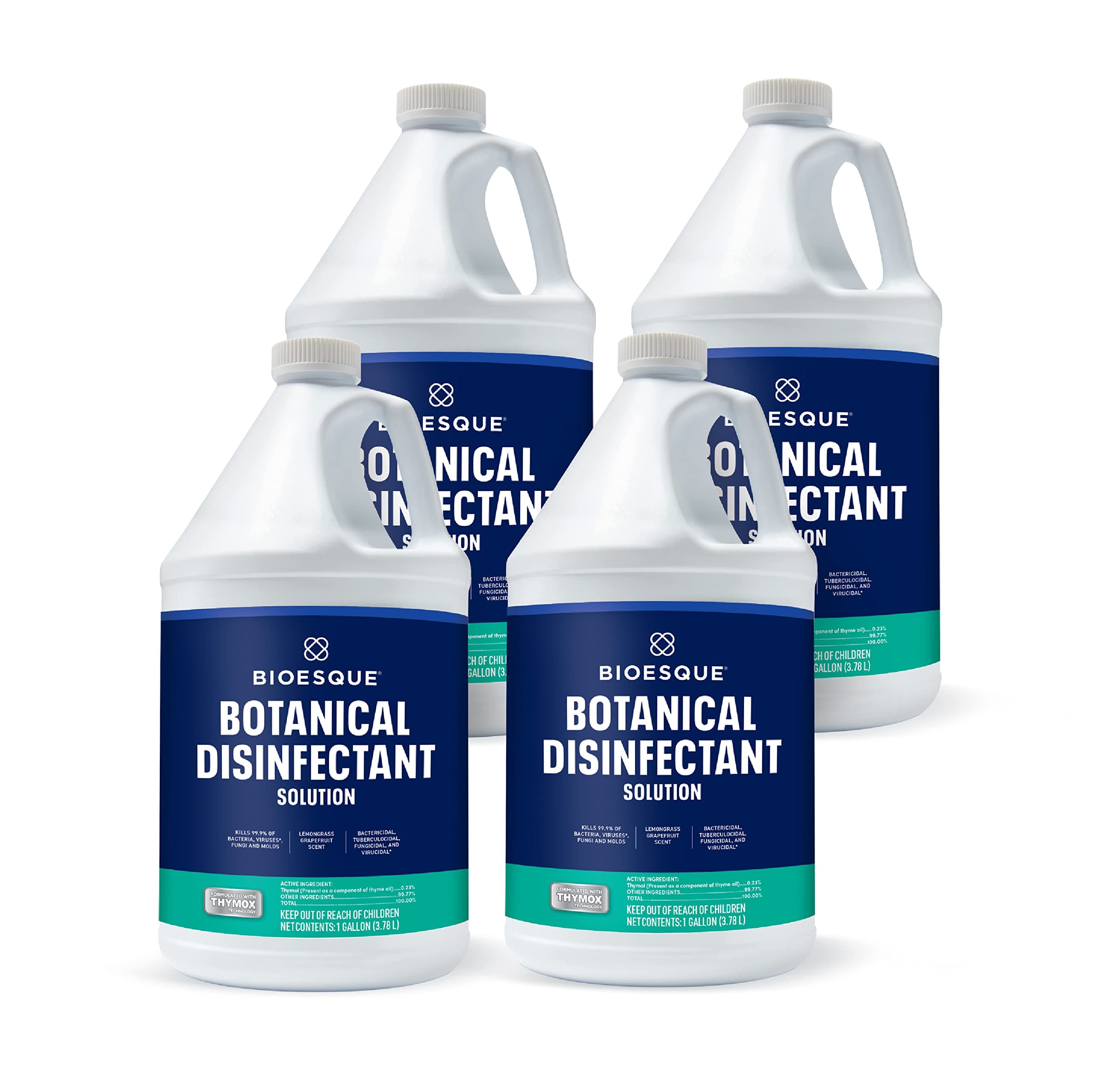 Botanical Disinfectant Solution, Heavy Duty Broad-Spectrum Disinfectant, Kills 99.9% of Bacteria, Viruses*, Fungi, & Molds, 1 Gallon (Pack of 4)