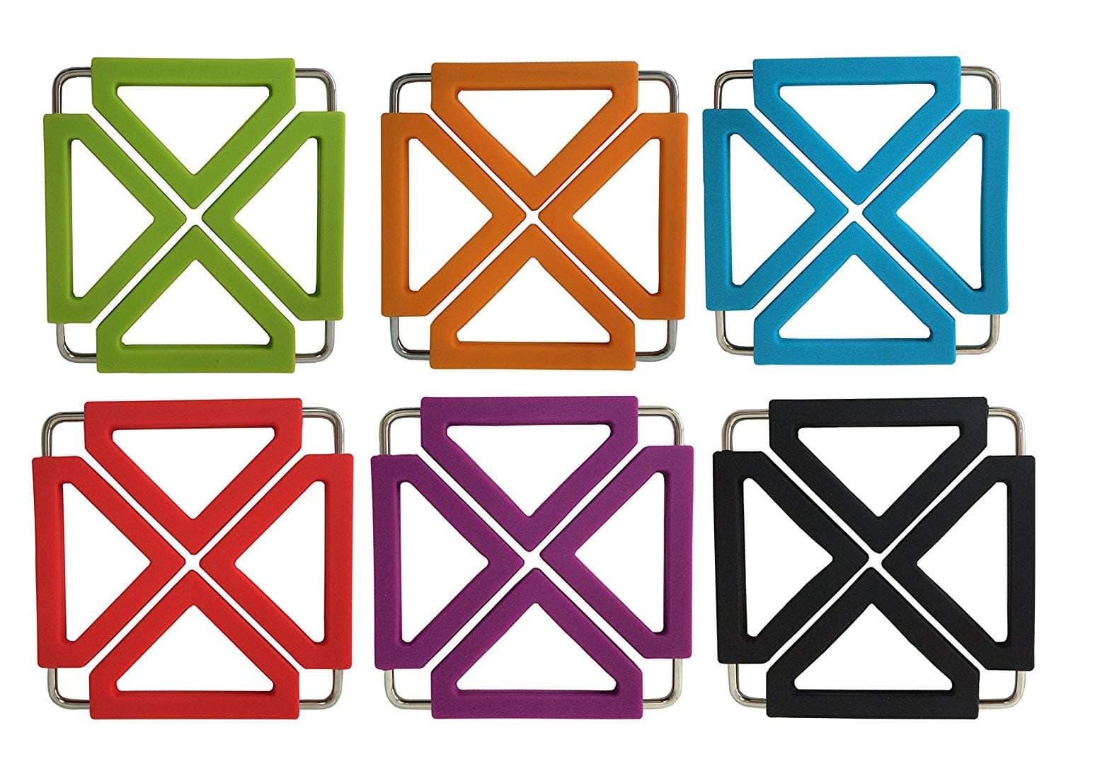 TENTA Kitchen Utility Foldable Silicone Trivets, Expandable/Collapsible (Suqare trivets Set of 6)