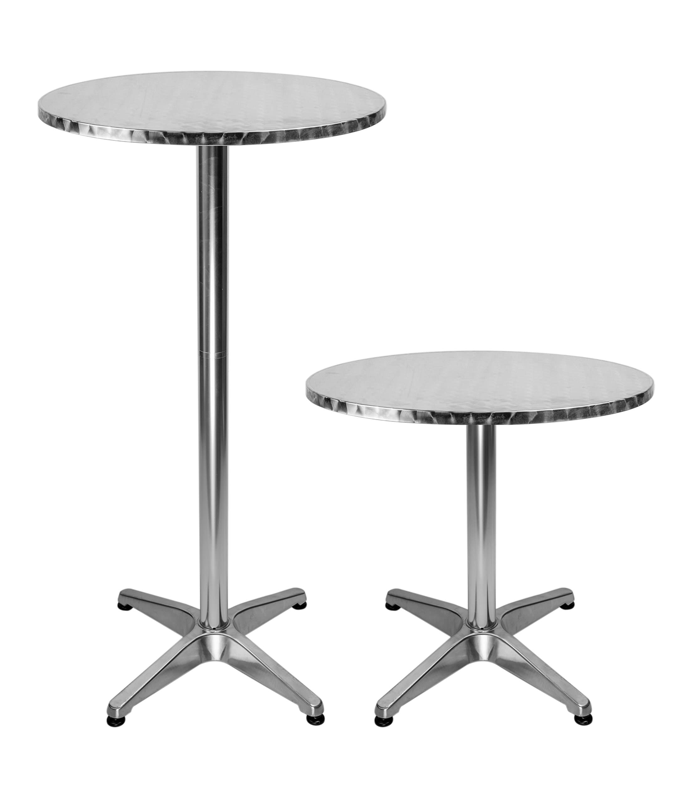 Aluminium Round Bistro Patio Bar Table with 2 Adjustable High Table Indoor-Outdoor 23.7 inch top and 43.3 inch Height