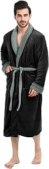 NY Threads Luxurious Men's Shawl Collar Fleece Bathrobe Spa Robe