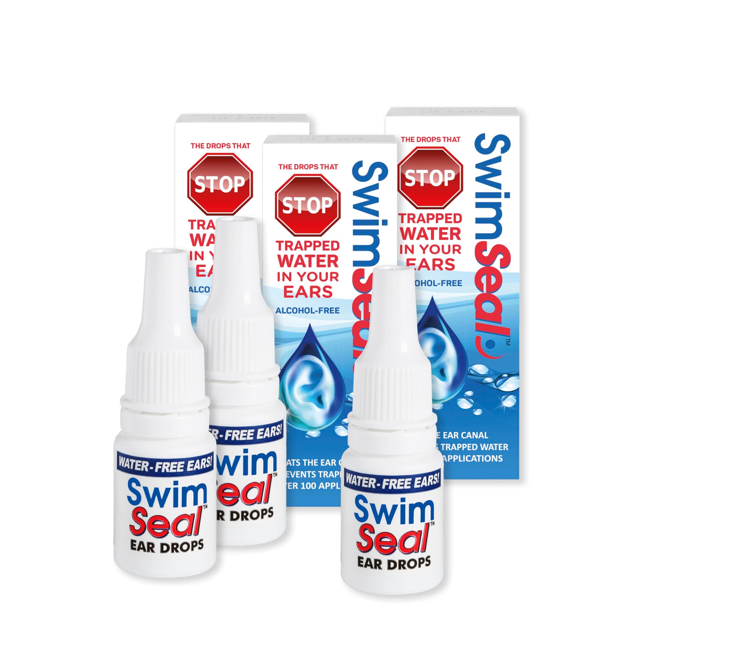 Pro 3-Pack All Natural Swimmer's Ear Drops for Daily Use Rather Than Alcohol Drops or Earplugs. The Solution for Your Ears for All Water Exposure for All Ages.