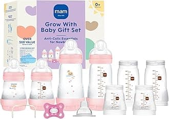 Grow With Baby Anti-Colic Bottle Set – 4 Easy Start Bottles (5oz & 9oz) with Trainer Handles & Spout, Comfort Newborn Pacifier, Extra Bottle Bodies & Nipples | Self-Sterilizing Baby Feeding System