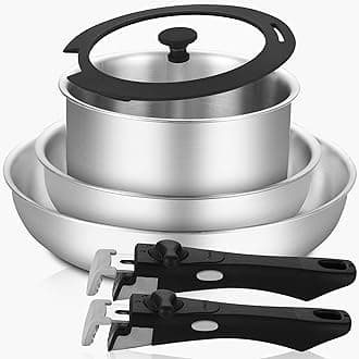 Tri-Ply Stainless Steel Cookware Set with Detachable Handle, Removable Handle Pots and Pans Set 6pcs, Induction Kitchen Cooking Set for Home & RV Camping, Dishwasher and Oven Safe