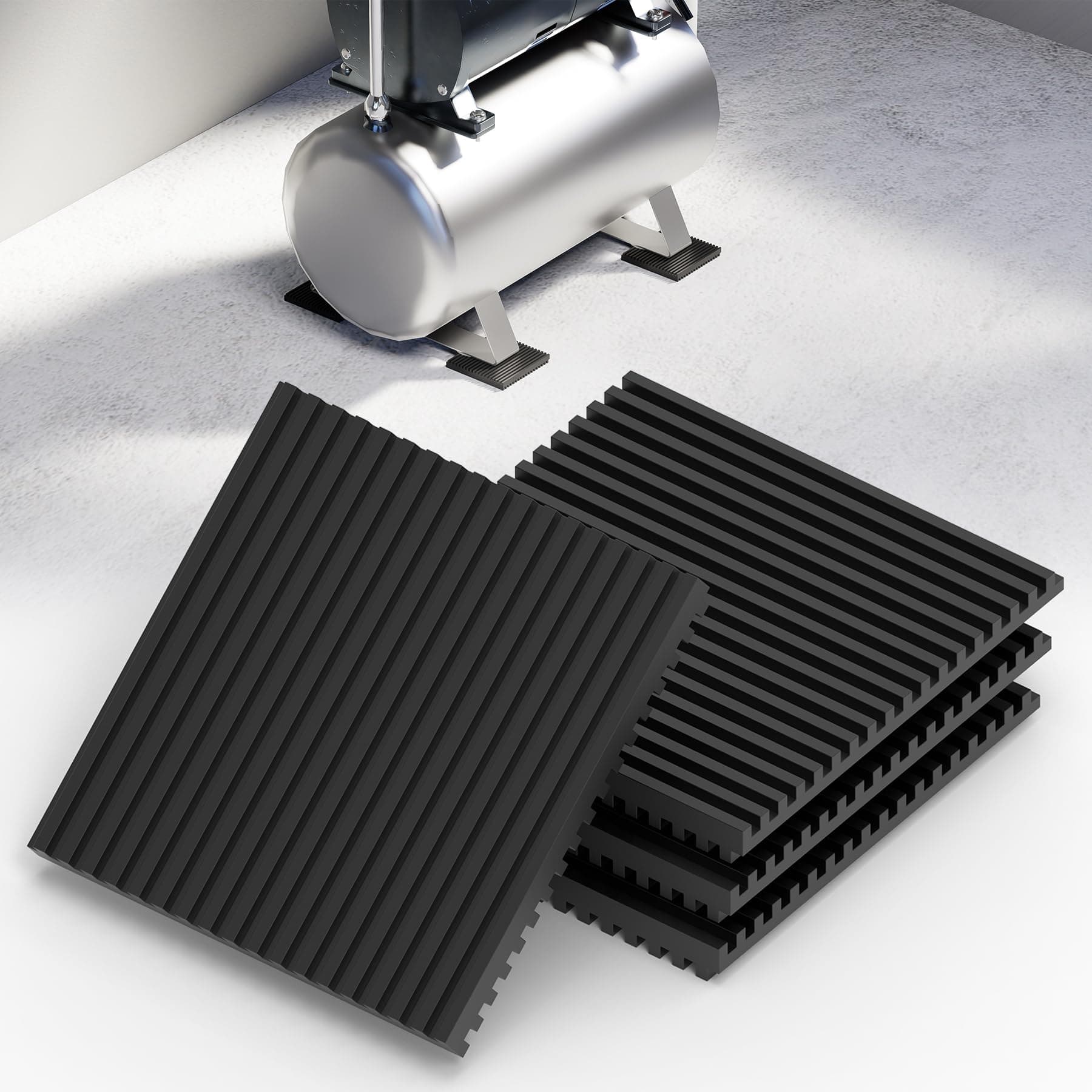LBG Products Rubber Anti-Vibration Isolation Pads,4 Pack 4'' X 4''X 3/8'' Heavy Duty All Rubber Vibration Pad Mats for Air Conditioner,Compressors,HVAC,Treadmills etc