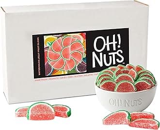 Oh! Nuts Watermelon Jelly Fruit Slices Sugar Candy - 5 LB Bulk Bag - Traditional Old Fashioned Chewy Gummy Sweet Confectionery - Gluten-Free, Kosher Certified Pareve (150 CT)
