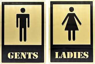 Buzz Cool Acrylic Gold Gents Ladies Toilet Sign Board Stickers | Self Adhesive Restroom Signage for Glass, Wooden Door | Ladies and Gents Signage Sticker for Offices Hospitals Mall and more