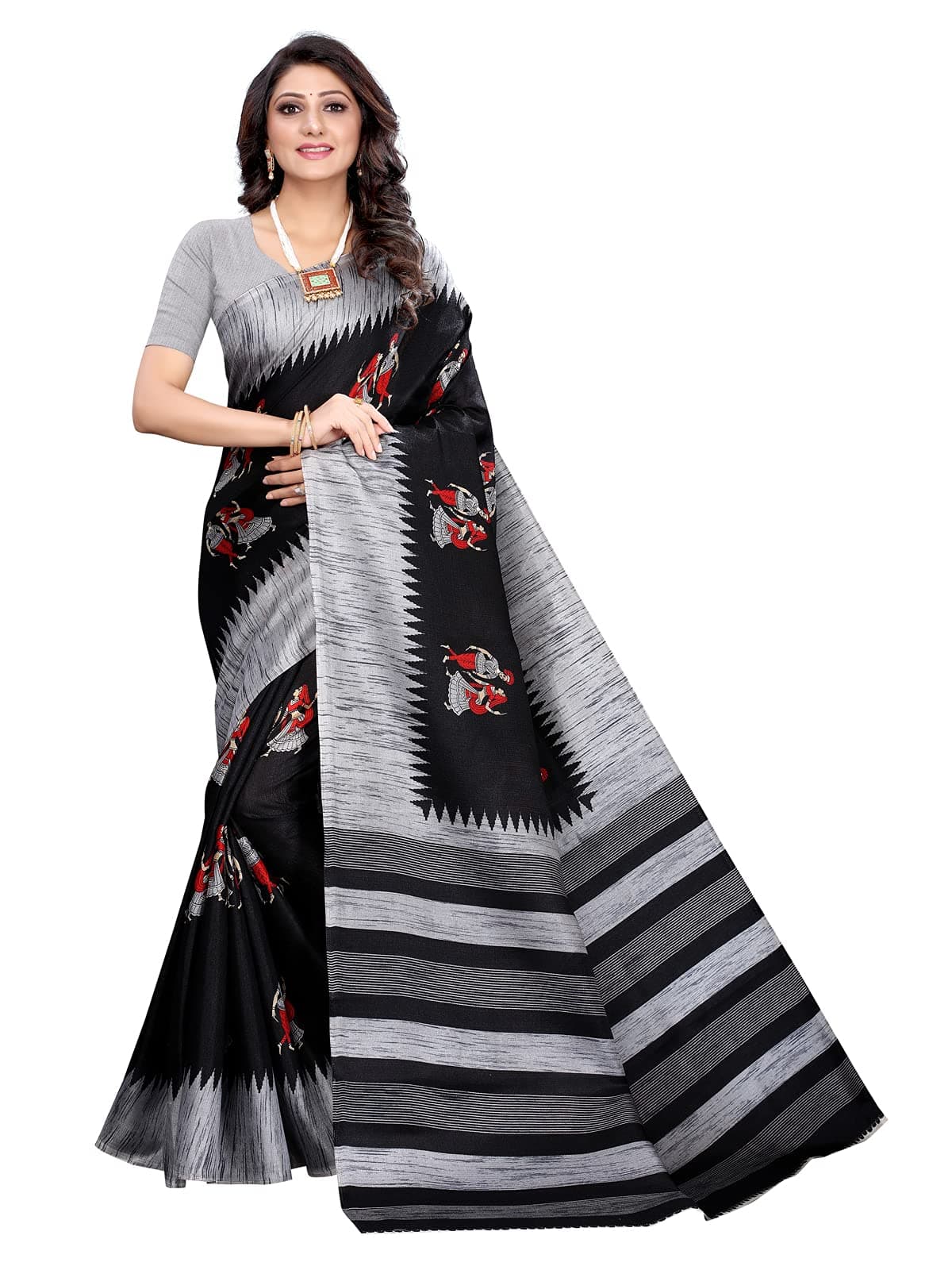 SIRIL Women's Khadi Silk Printed Saree with Blouse