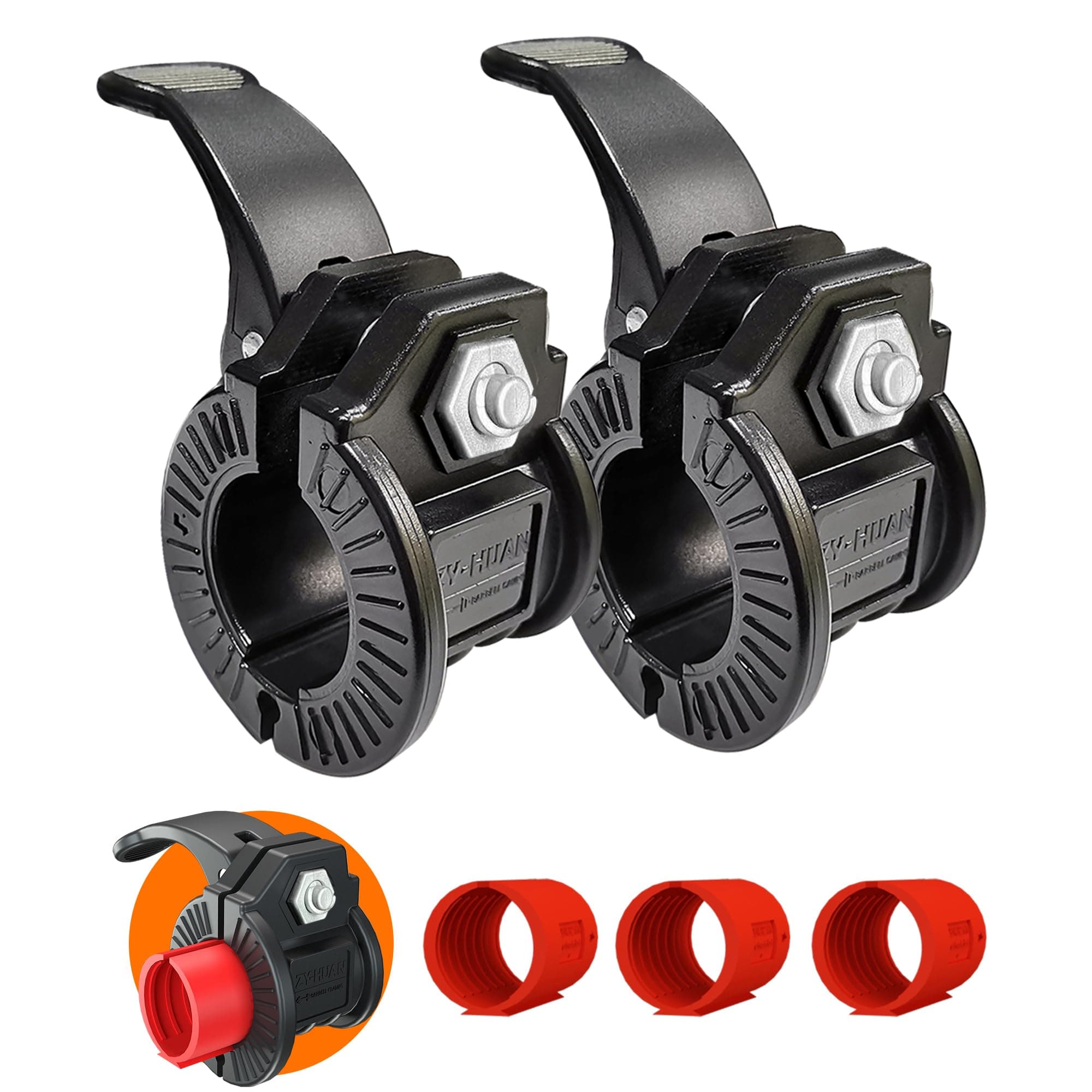 Barbell Clips 1 Inch Quick Release Weight Clamps 0.9-1.18inch Multi-Size Adjustable Olympic Clamps for Bars