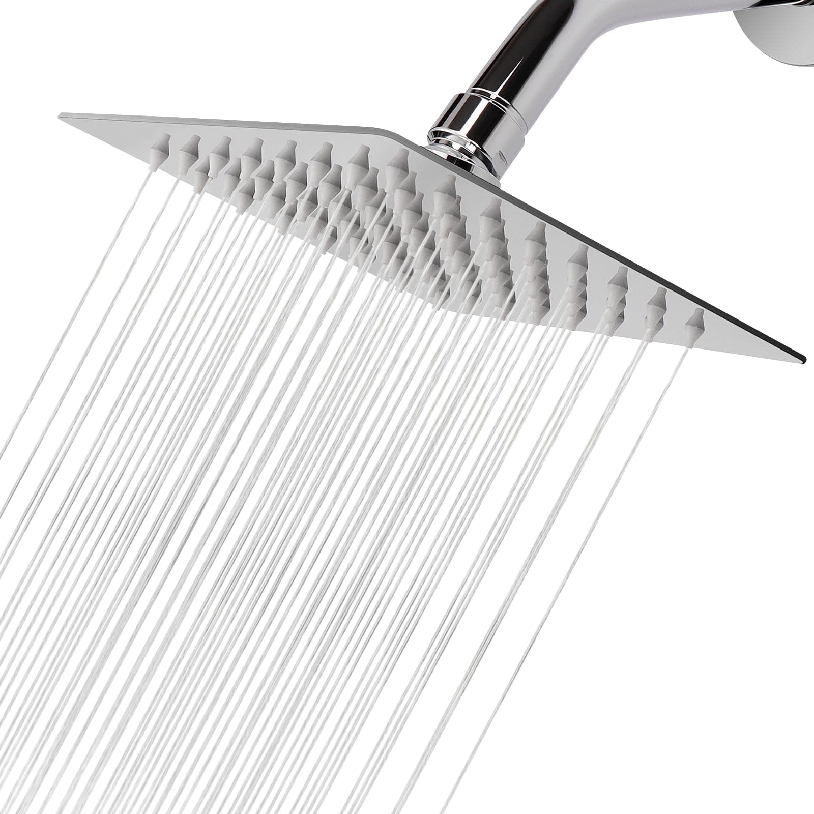 Rain Shower Head, High Flow Stainless Steel Square Rainfall Shower, High Pressure Design, Awesome Shower Experience Even At Low Water Flow (6 Inch, Chrome Finish)
