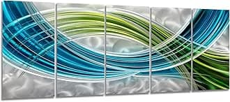 Yihui Arts Abstract Metal Wall Art, Abstract Green Sculpture Decor 3D Wall Art for Modern and Contemporary Decor, 5-Panels 24"x 64" for Indoor and Outdoor Spaces (24Wx64L)