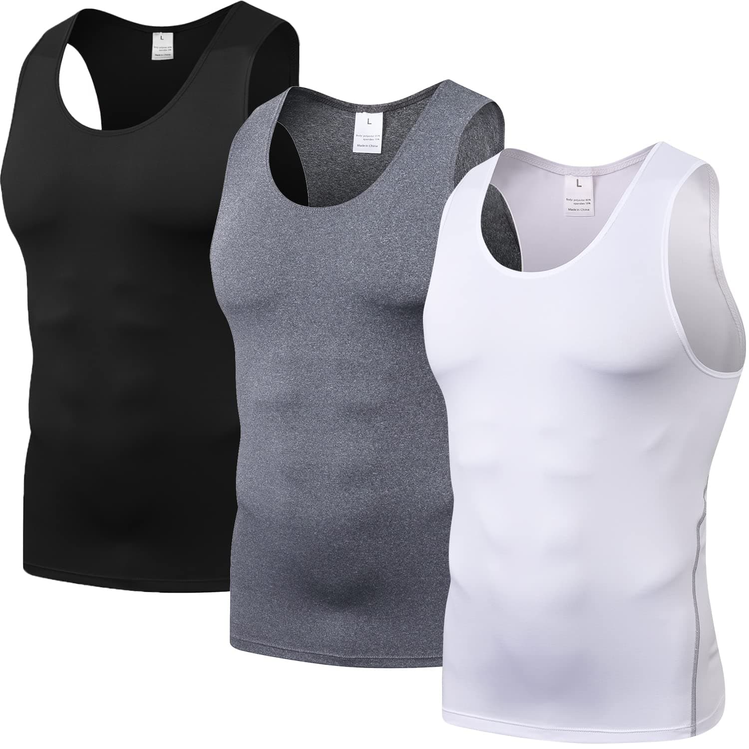 SPVISE 1 or 3 Pack Men's Compression Shirts Sleeveless Tank Top Dry Fit Athletic Workout Sports Running Base Layer Undershirt