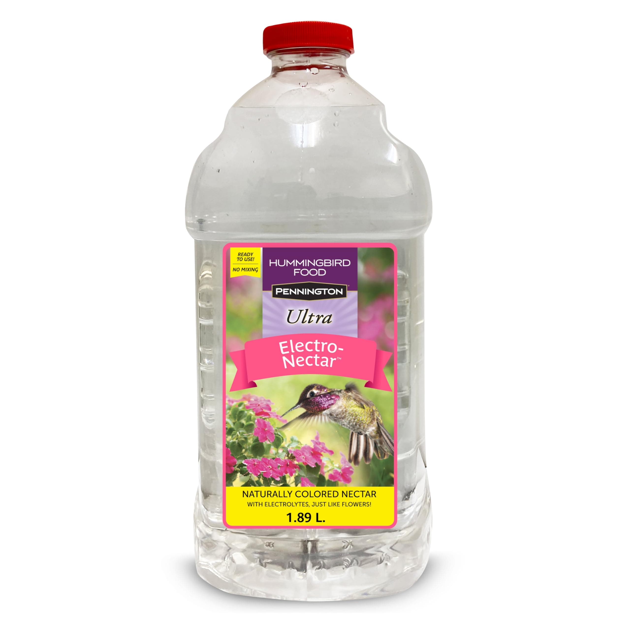 Pennington Electro-Nectar Hummingbird Nectar Ready to Use, Naturally Colored with Electrolytes, 64-oz Bottle