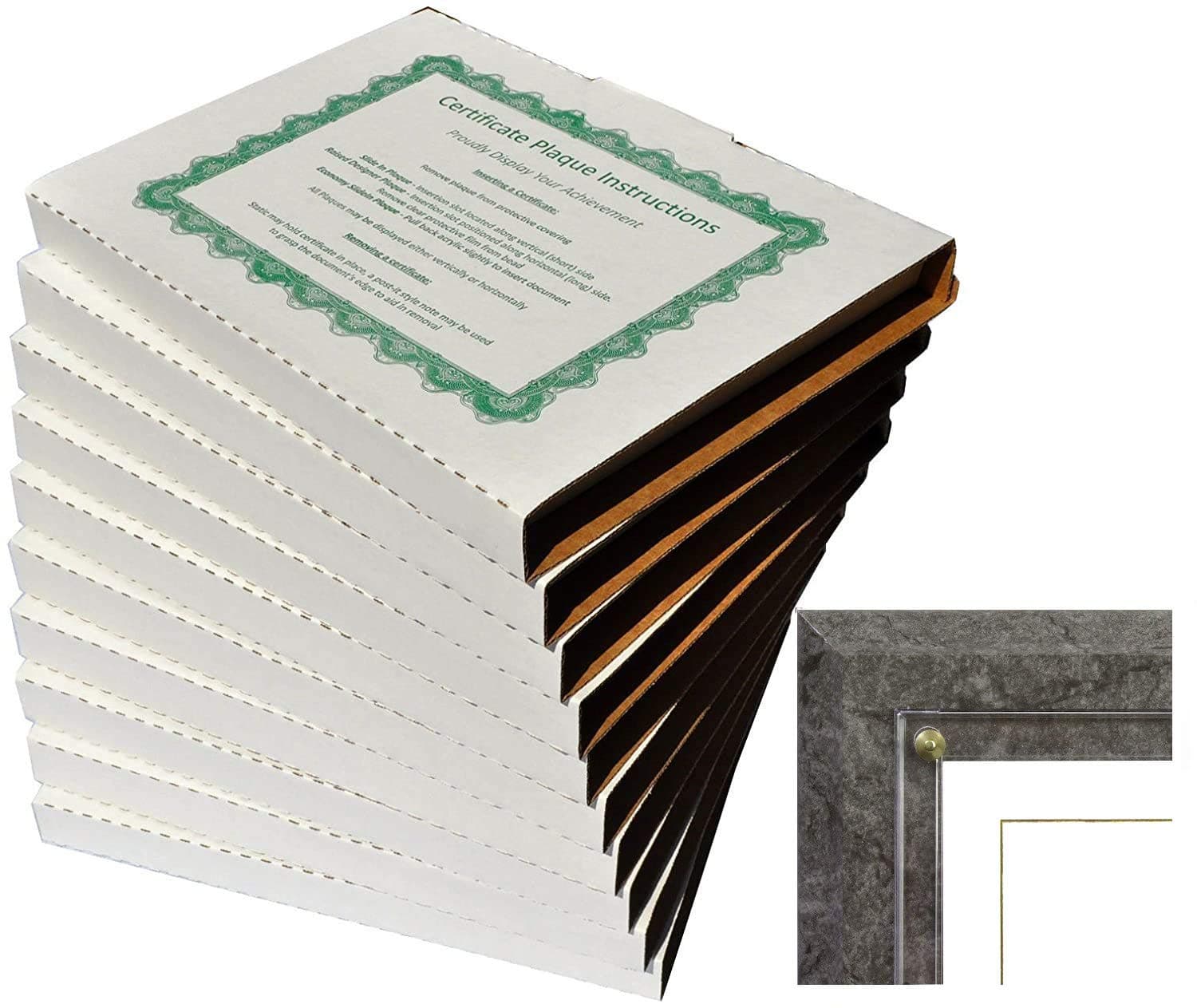 Walnut Grove Slide-in Certificate Plaque and Document Holder (10 Pack-Gray Marble)