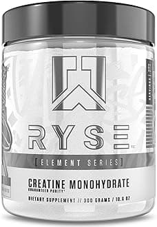 RYSE Up SupplementsCreatine Monohydrate, (Unflavored, 60 Servings), Improves Strength and Power, 5g Creatine Per Scoop.